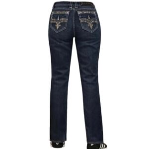 Rock Revival Distressed Straight Women's Blue Jeans 31x32  Mid Rise